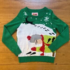Tipsy Elves green grandma reindeer Christmas funny crew knit sweater SIZE M